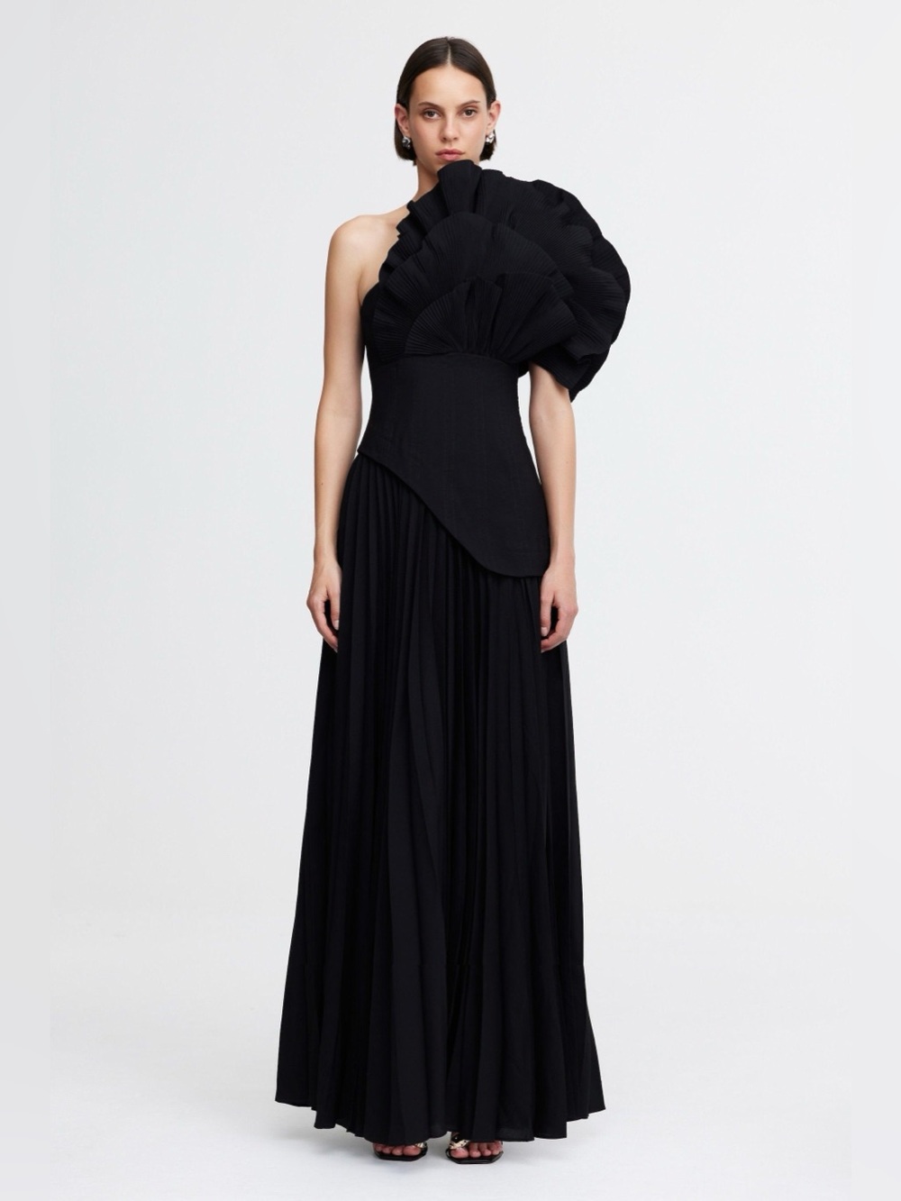 Acler Black Whittington Ruffle Gown NWT Size 8 Runway Bestseller